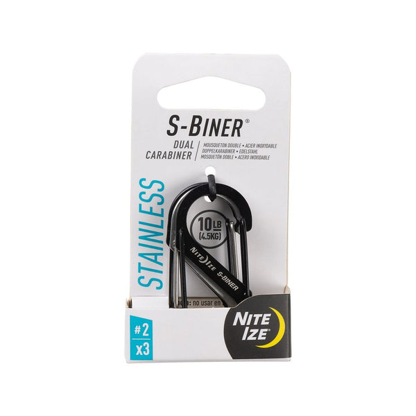 NiteIze S-Biner Dual Carabiner S/S #2 - 3 Pack - Black/Stainless