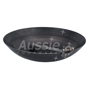 Aussie Cookware Black Steel Wok w Folding Handle